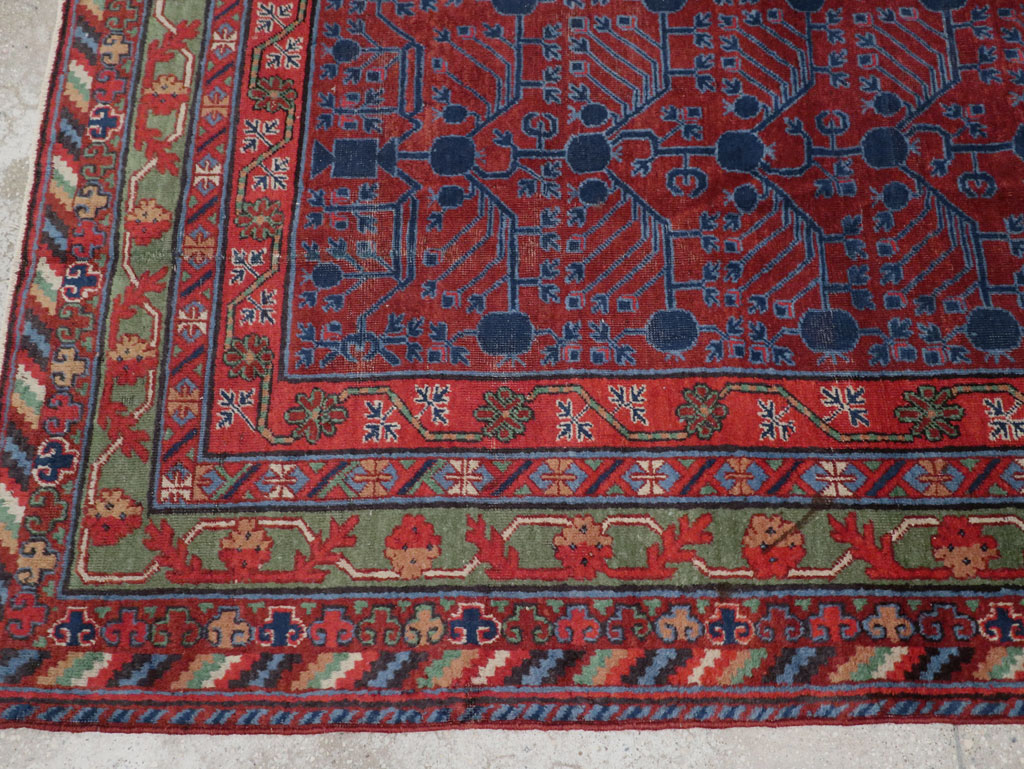 Antique East Turkestan Khotan Accent Rug, No.33356 - Staging