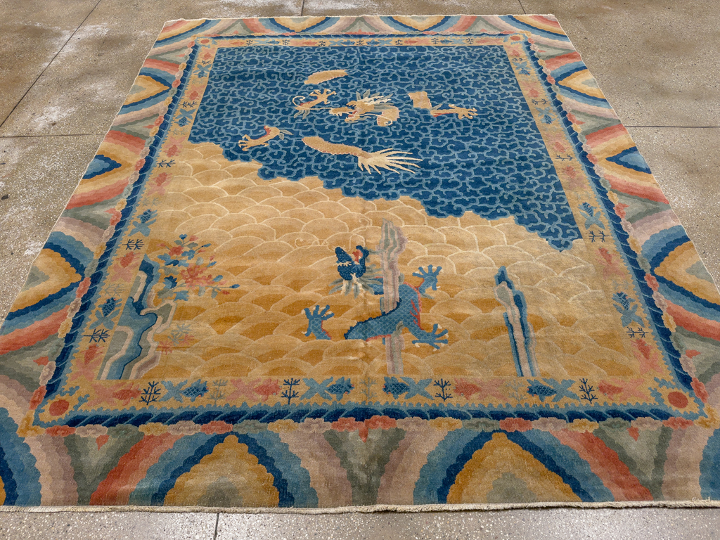 Antique Chinese Peking Room Size Carpet, No.33365 - Staging