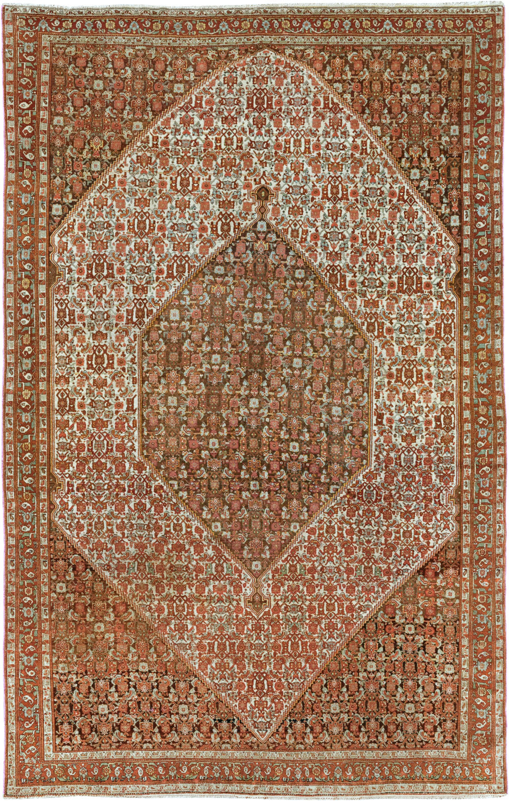 Antique Persian Senneh Accent Rug, No.33366 - Staging