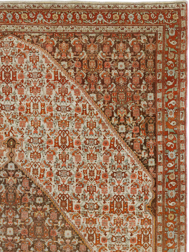 Antique Persian Senneh Accent Rug, No.33366 - Staging