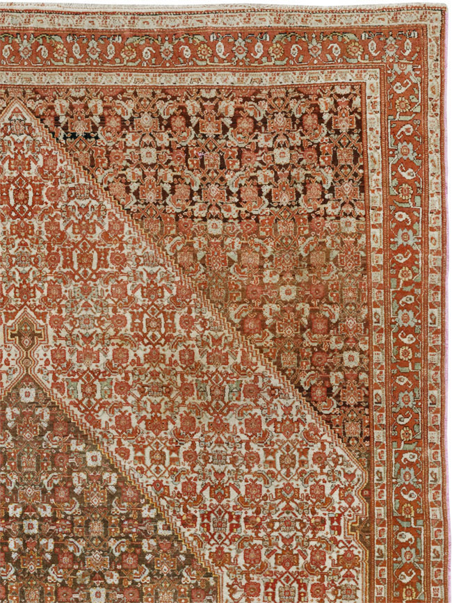 Antique Persian Senneh Accent Rug, No.33366 - Staging