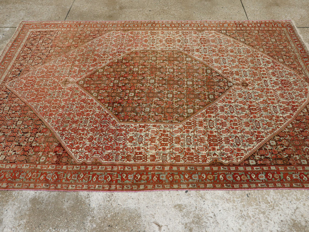 Antique Persian Senneh Accent Rug, No.33366 - Staging
