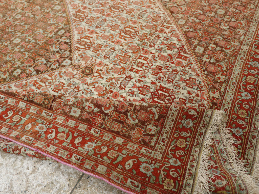 Antique Persian Senneh Accent Rug, No.33366 - Staging