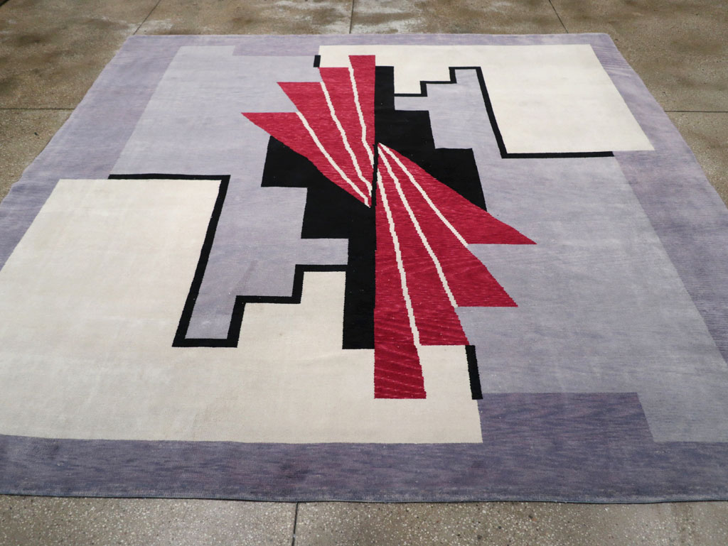 Modern Turkish Art Deco Square Room Size Carpet, No.33368 - Staging