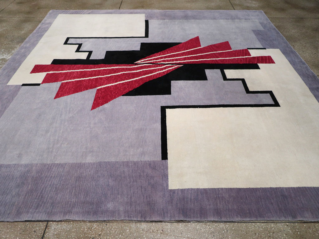 Modern Turkish Art Deco Square Room Size Carpet, No.33368 - Staging
