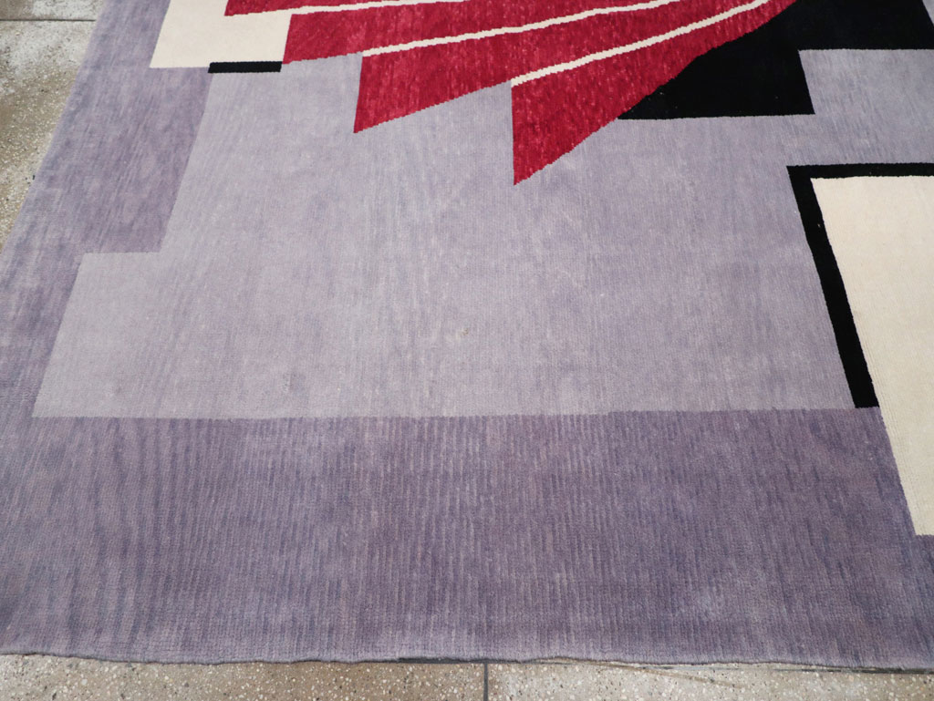 Modern Turkish Art Deco Square Room Size Carpet, No.33368 - Staging