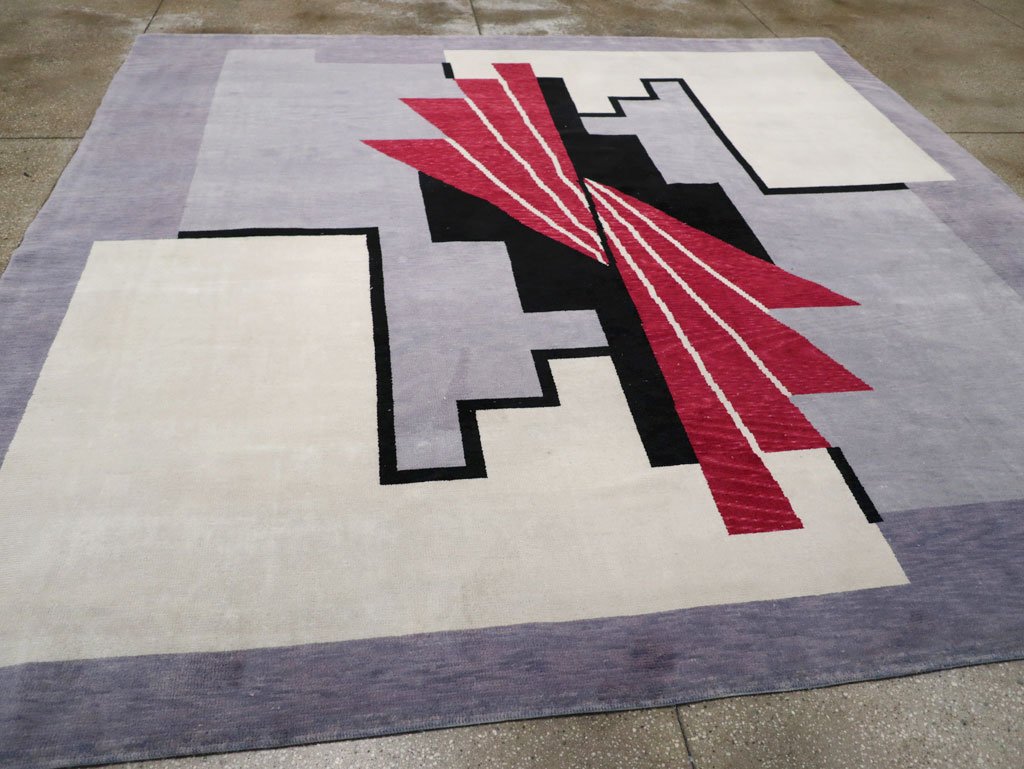 Modern Turkish Art Deco Square Room Size Carpet, No.33368 - Staging