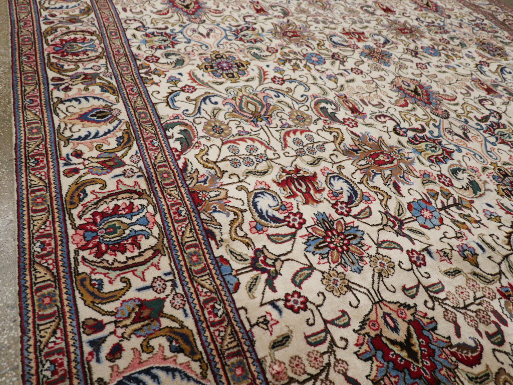 Vintage Persian Tabriz Room Size Carpet, No.33375 - Staging