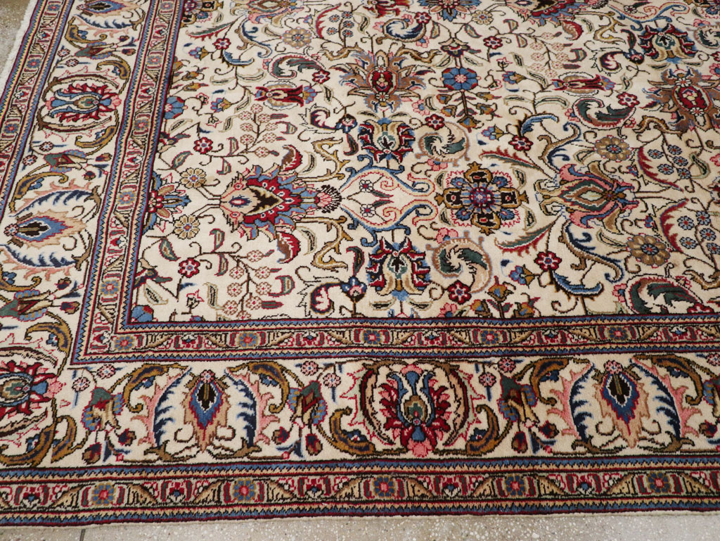 Vintage Persian Tabriz Room Size Carpet, No.33375 - Staging