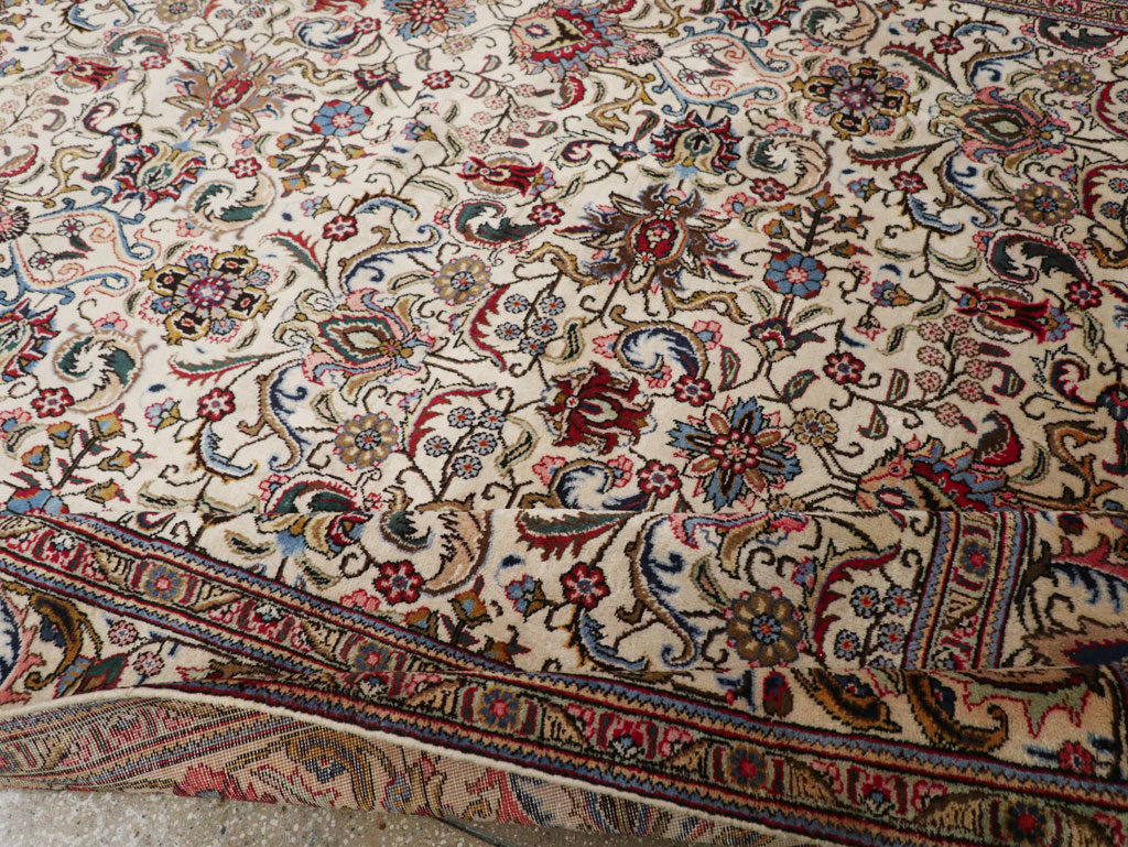Vintage Persian Tabriz Room Size Carpet, No.33375 - Staging