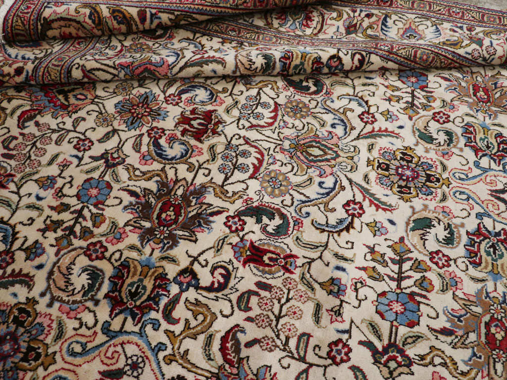 Vintage Persian Tabriz Room Size Carpet, No.33375 - Staging