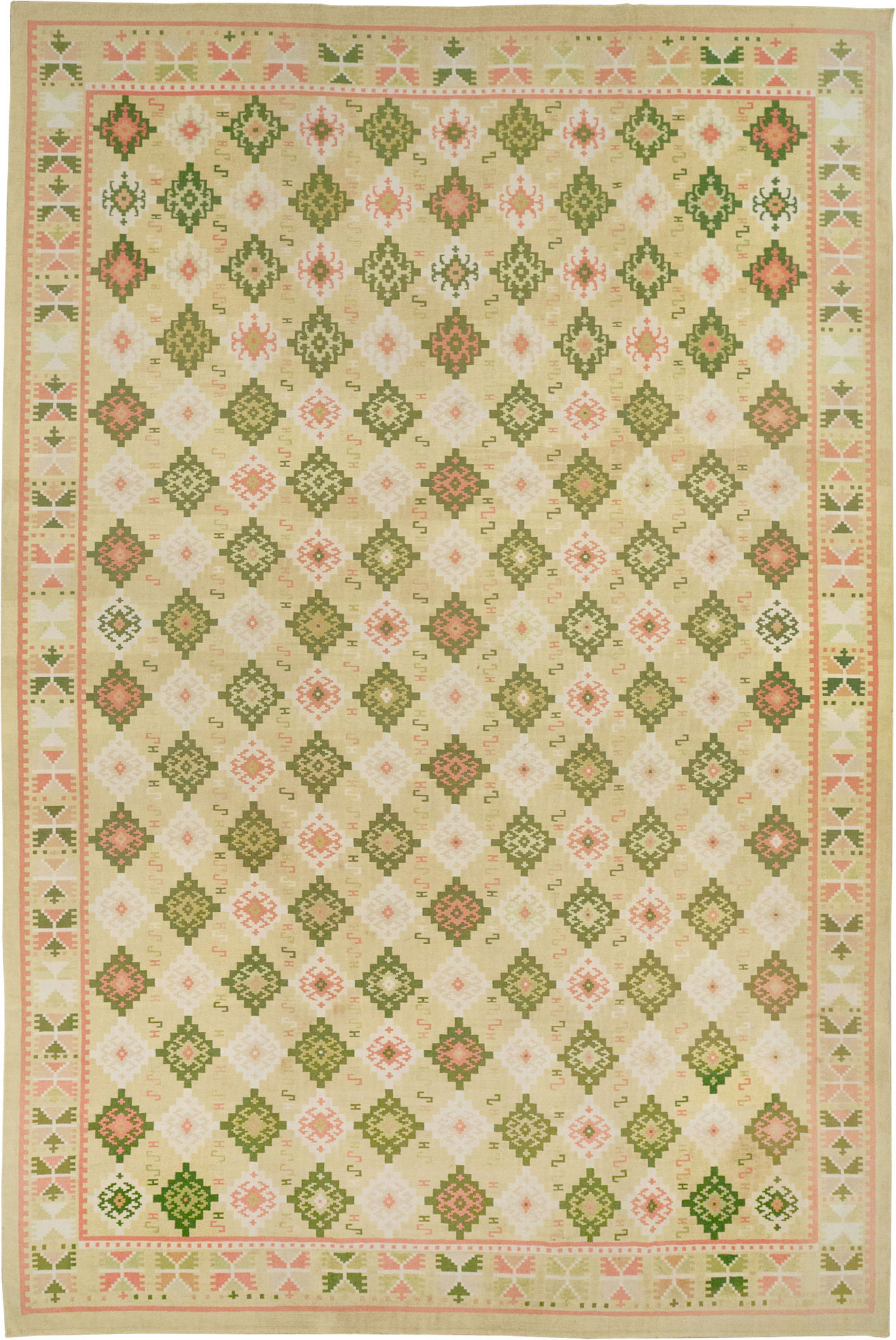 Vintage Indian Flatweave Dhurrie Oversize Carpet, No.33378 - Staging