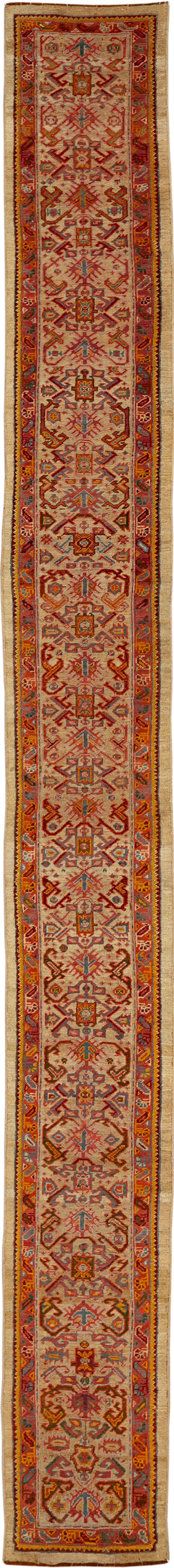 Antique Turkish Oushak Long Runner, No.33379 - Staging