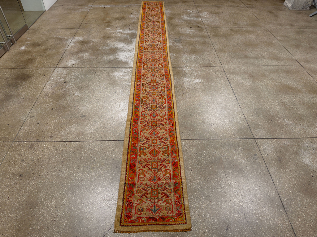Antique Turkish Oushak Long Runner, No.33379 - Staging