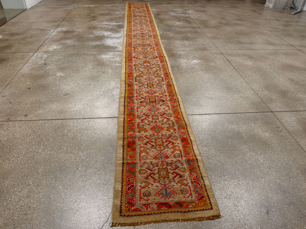 Antique Turkish Oushak Long Runner, No.33379 - Staging
