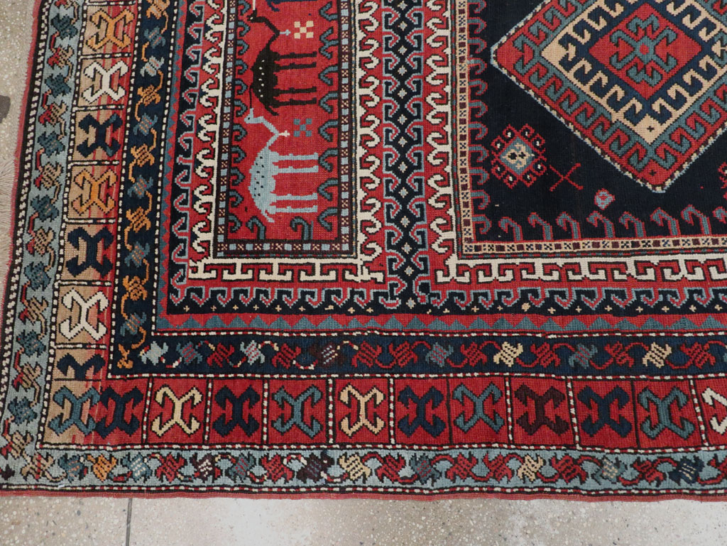 Antique Caucasian Karabagh Accent Rug, No.33380 - Staging