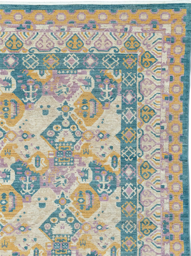 Modern East Turkestan Khotan Room Size Carpet, No.33391 - Staging