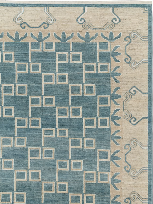Modern East Turkestan Khotan Square Room Size Carpet, No.33393 - Staging