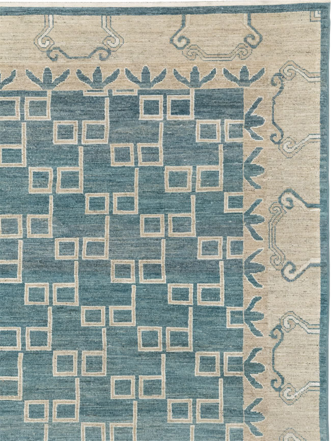 Modern East Turkestan Khotan Square Room Size Carpet, No.33393 - Staging