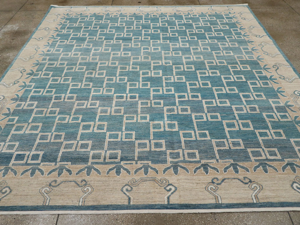 Modern East Turkestan Khotan Square Room Size Carpet, No.33393 - Staging