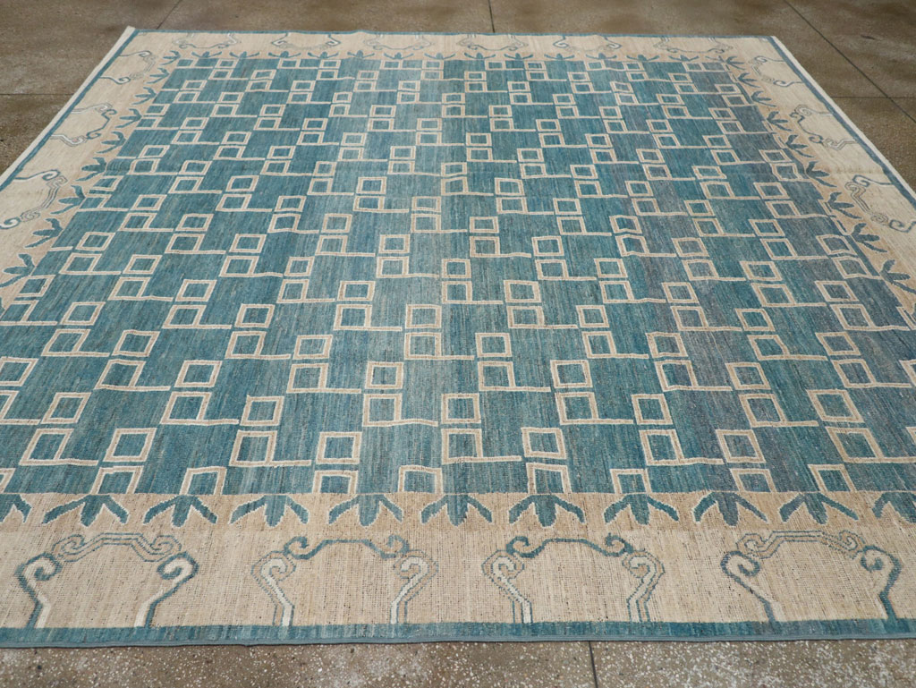 Modern East Turkestan Khotan Square Room Size Carpet, No.33393 - Staging