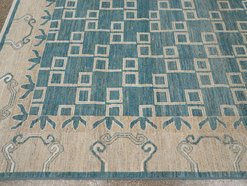 Modern East Turkestan Khotan Square Room Size Carpet, No.33393 - Staging