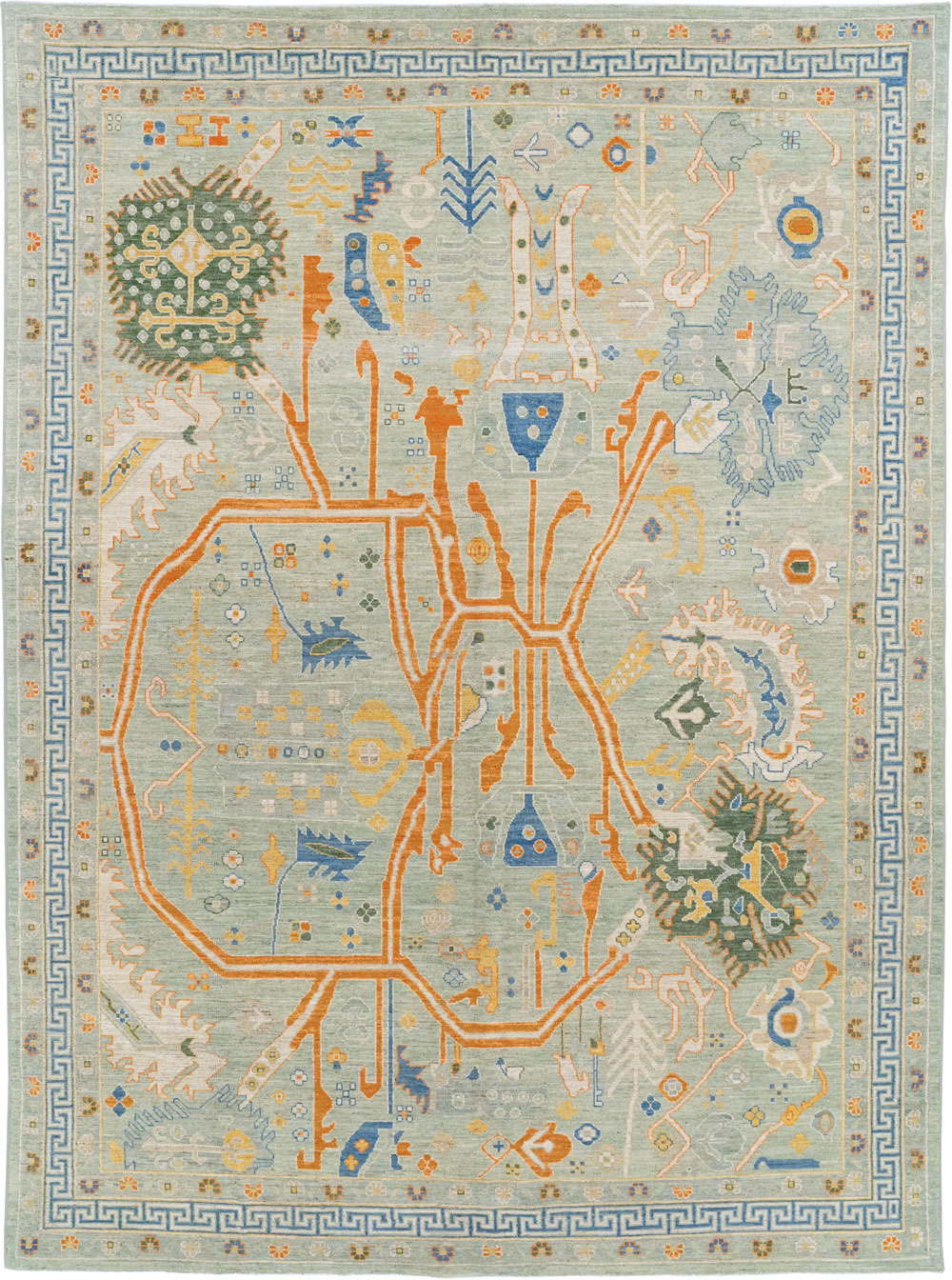 Modern East Turkestan Khotan Room Size Carpet, No.33394 - Staging