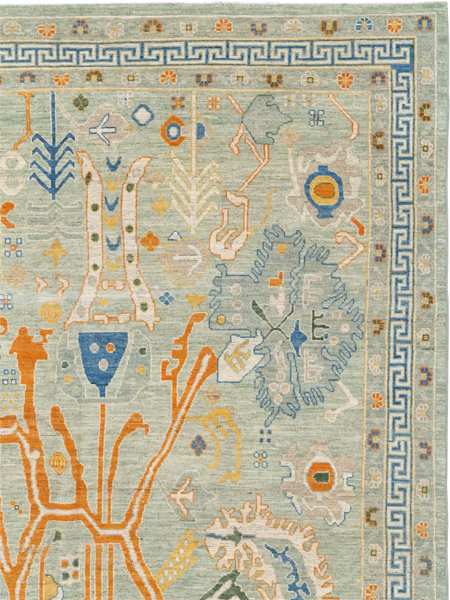 Modern East Turkestan Khotan Room Size Carpet, No.33394 - Staging