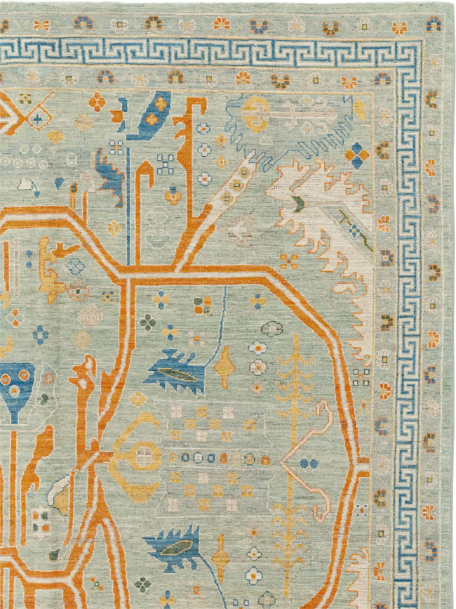 Modern East Turkestan Khotan Room Size Carpet, No.33394 - Staging