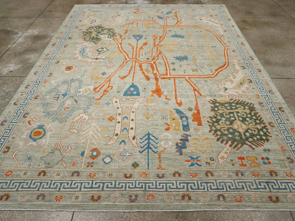 Modern East Turkestan Khotan Room Size Carpet, No.33394 - Staging