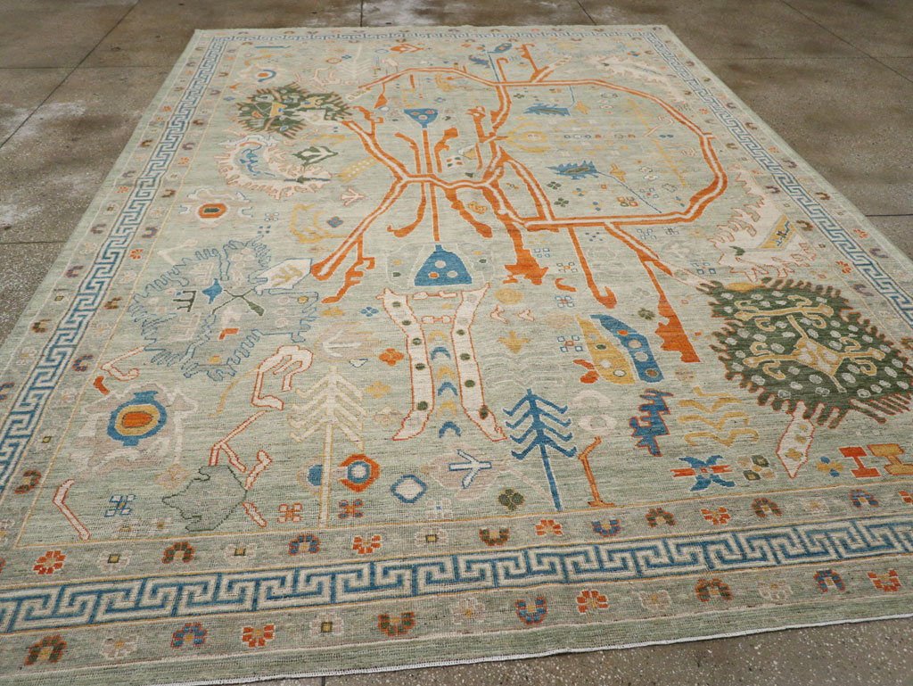 Modern East Turkestan Khotan Room Size Carpet, No.33394 - Staging