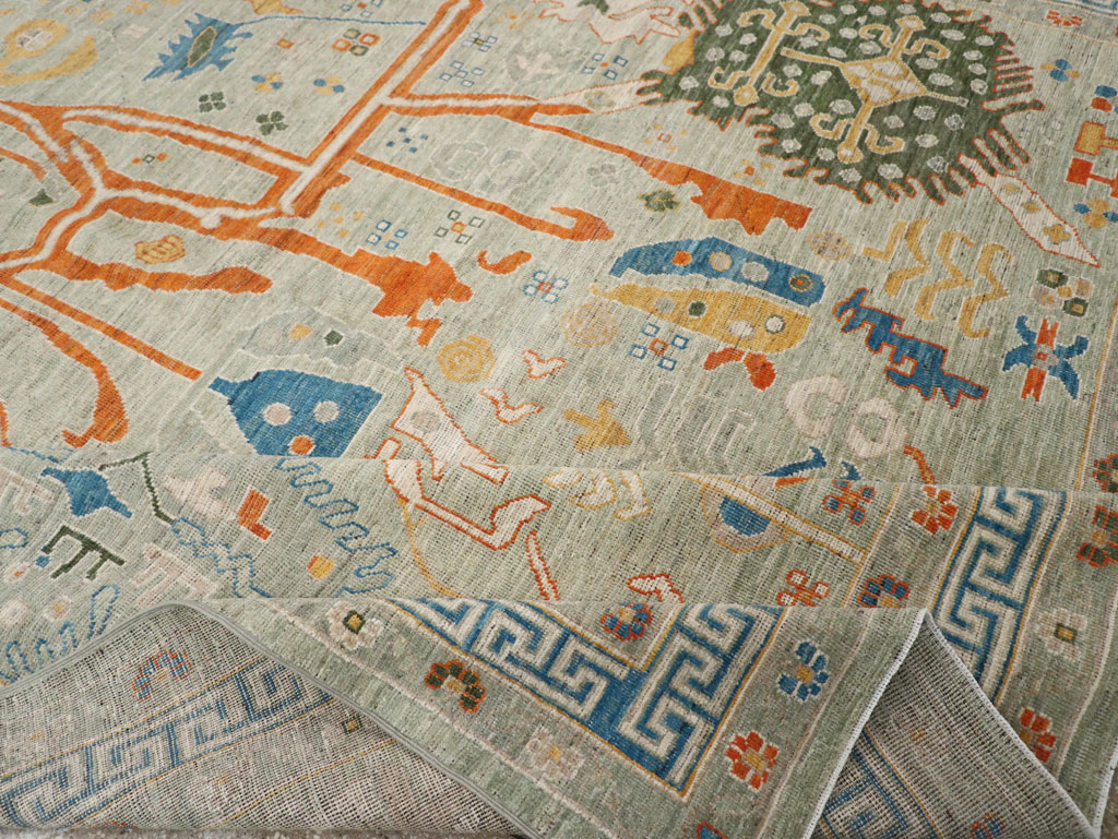 Modern East Turkestan Khotan Room Size Carpet, No.33394 - Staging