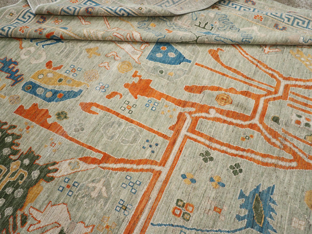 Modern East Turkestan Khotan Room Size Carpet, No.33394 - Staging