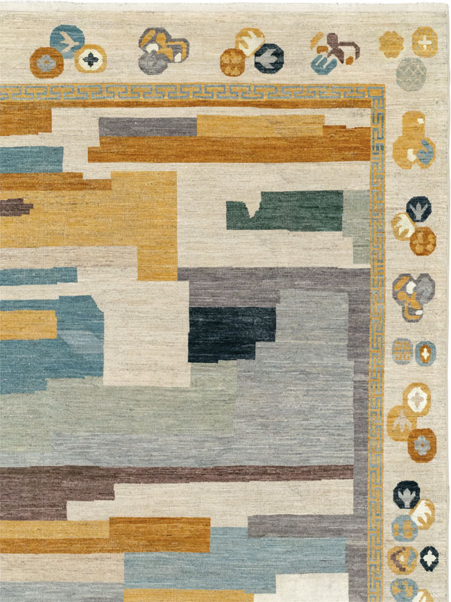 Modern East Turkestan Khotan Large Room Size Carpet, No.33395 - Staging