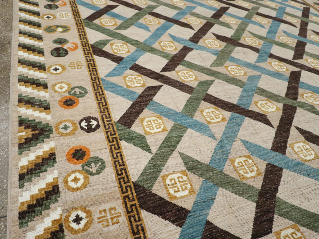 Modern East Turkestan Khotan Room Size Carpet, No.33396 - Staging