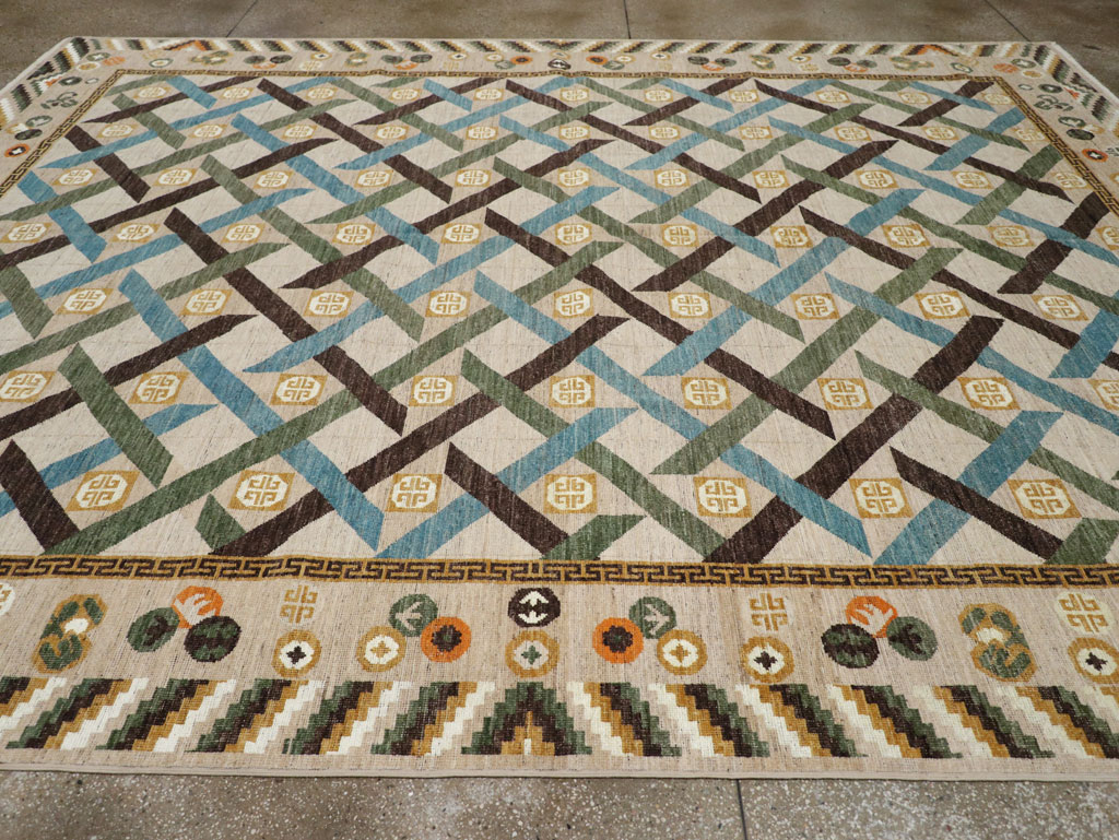 Modern East Turkestan Khotan Room Size Carpet, No.33396 - Staging