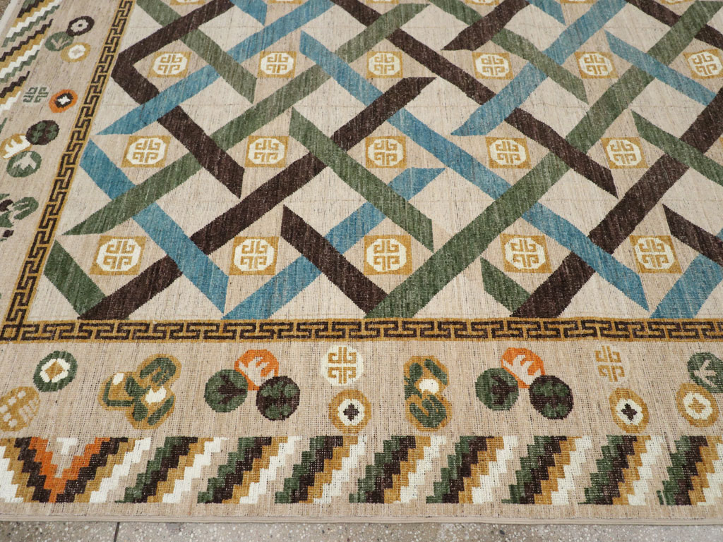 Modern East Turkestan Khotan Room Size Carpet, No.33396 - Staging