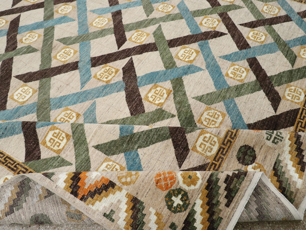 Modern East Turkestan Khotan Room Size Carpet, No.33396 - Staging