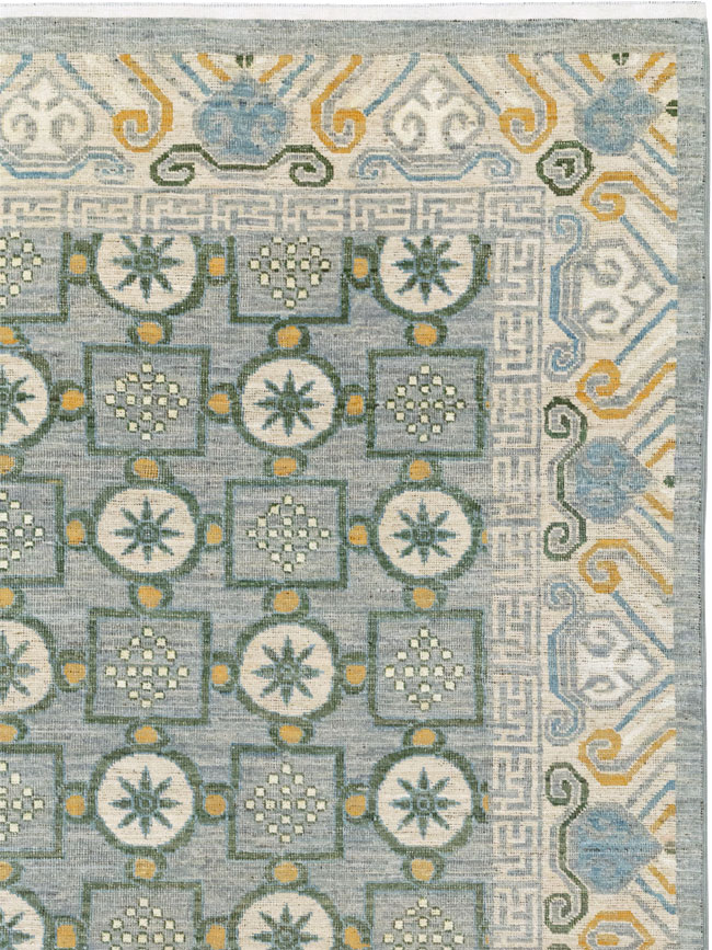 Modern East Turkestan Khotan Room Size Carpet, No.33397 - Staging