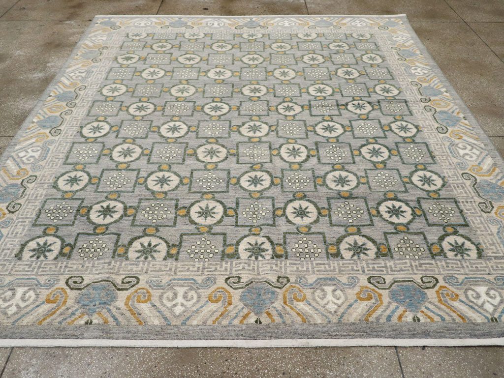 Modern East Turkestan Khotan Room Size Carpet, No.33397 - Staging