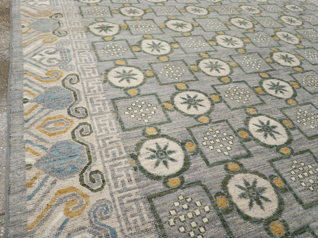 Modern East Turkestan Khotan Room Size Carpet, No.33397 - Staging