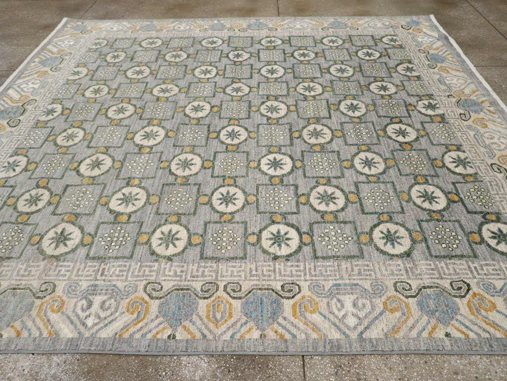 Modern East Turkestan Khotan Room Size Carpet, No.33397 - Staging