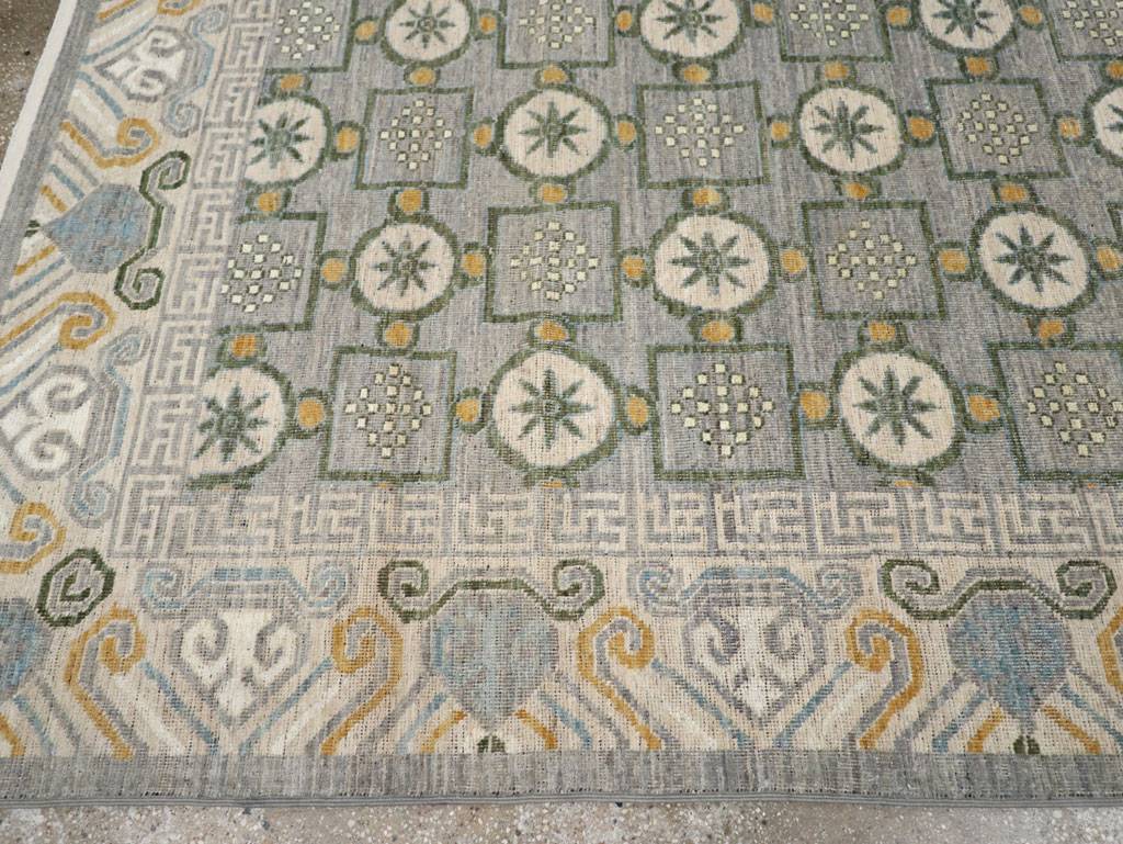 Modern East Turkestan Khotan Room Size Carpet, No.33397 - Staging