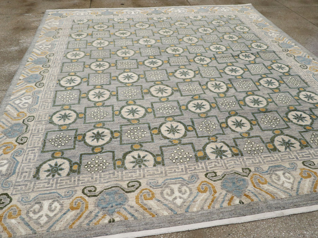 Modern East Turkestan Khotan Room Size Carpet, No.33397 - Staging