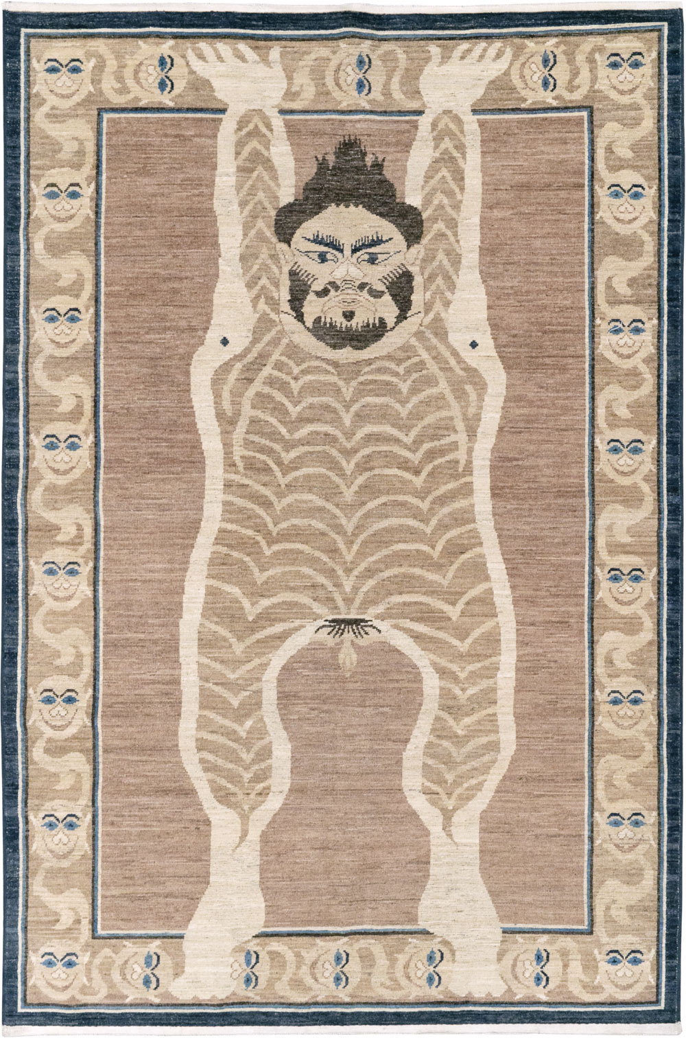 Modern East Turkestan Khotan Pictorial Accent Rug, No.33398 - Staging
