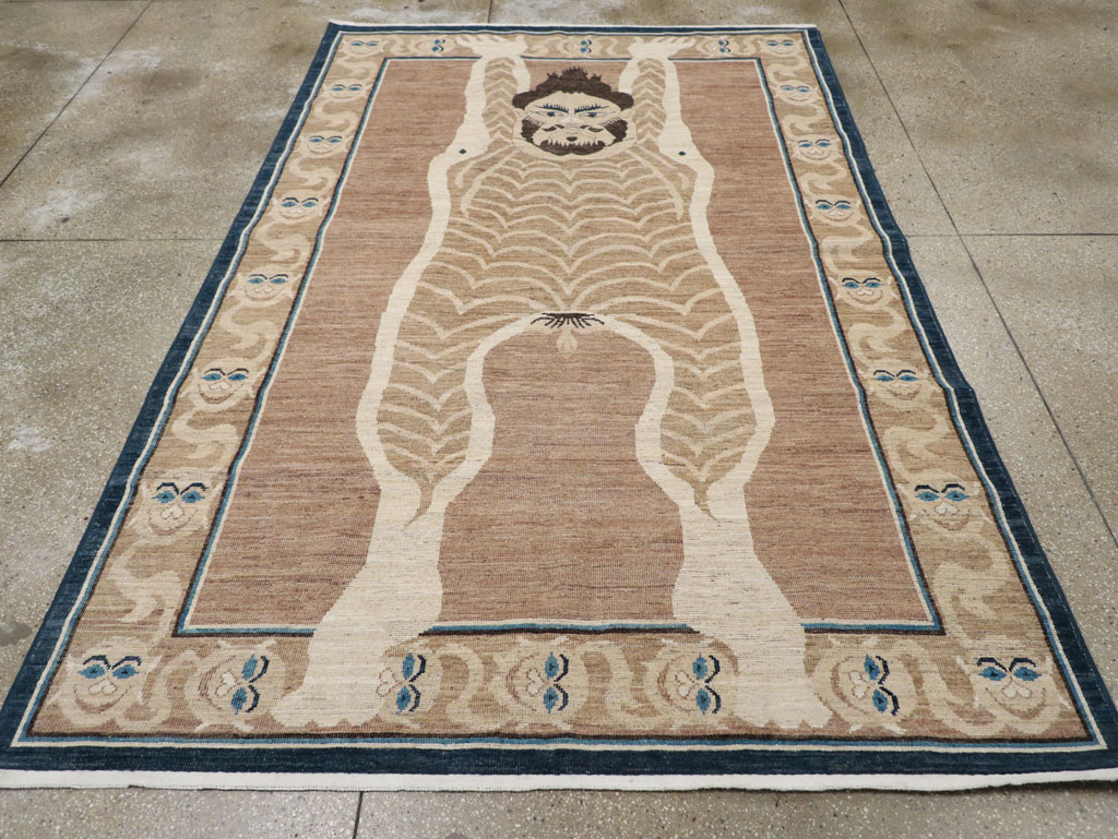 Modern East Turkestan Khotan Pictorial Accent Rug, No.33398 - Staging