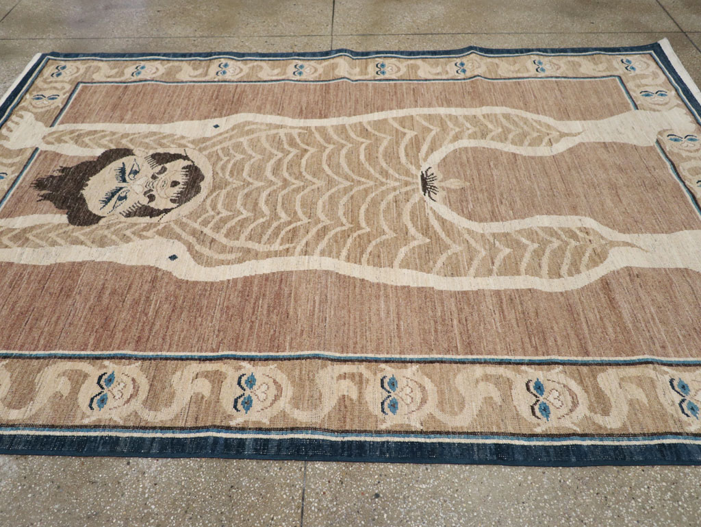 Modern East Turkestan Khotan Pictorial Accent Rug, No.33398 - Staging