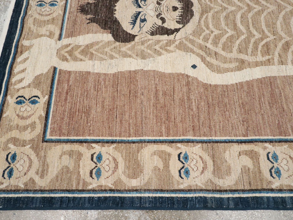 Modern East Turkestan Khotan Pictorial Accent Rug, No.33398 - Staging