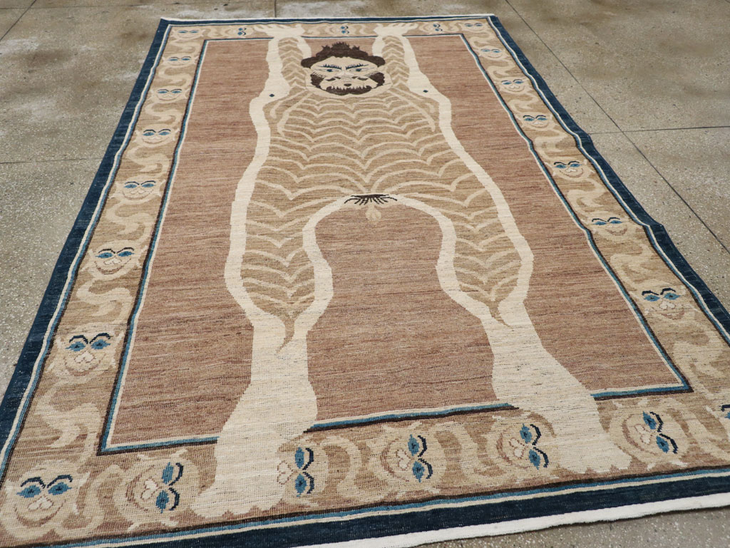 Modern East Turkestan Khotan Pictorial Accent Rug, No.33398 - Staging