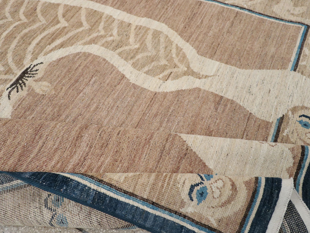 Modern East Turkestan Khotan Pictorial Accent Rug, No.33398 - Staging